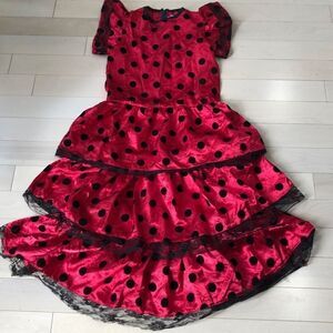 Costume Express Girls Polka Dots Mexican Spanish Girls LayeredDress Red Large Da